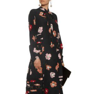 Rochas Black Floral Printed Silk Lace midi dress